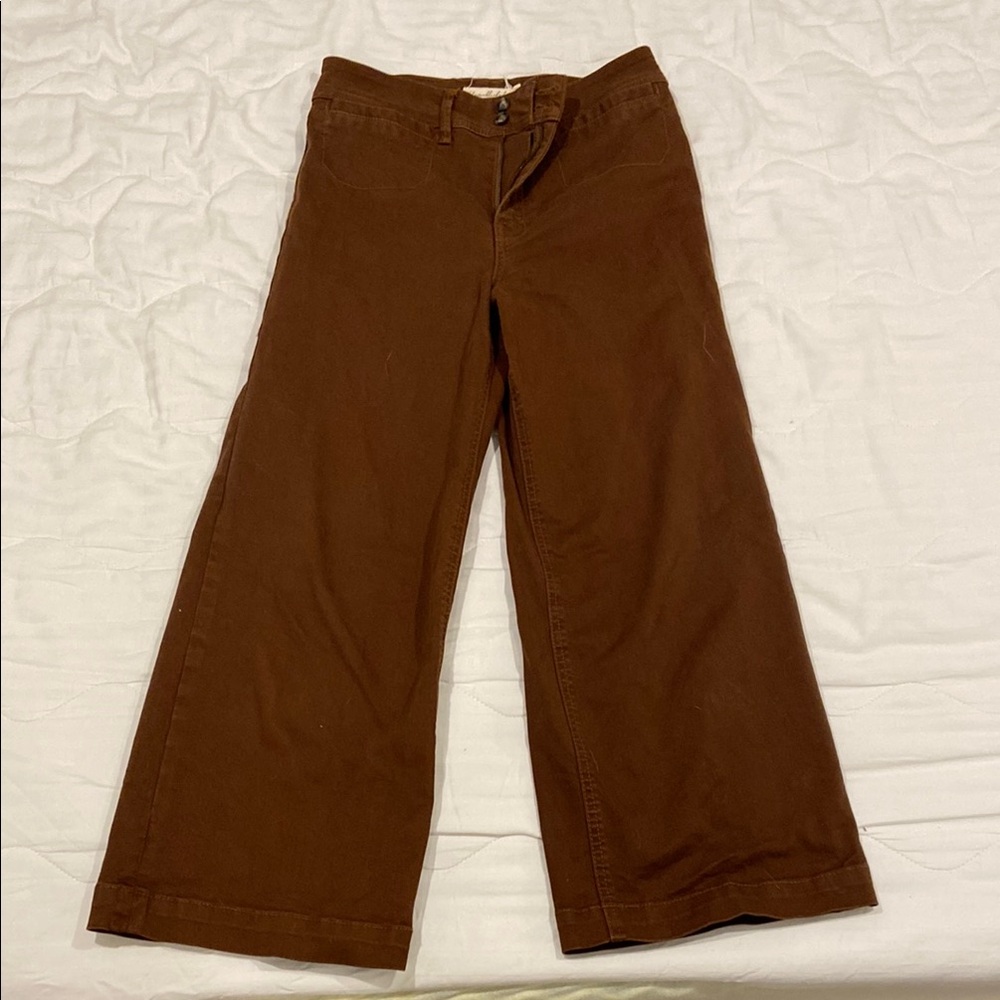 Brown Wide-Leg ankle length Pants